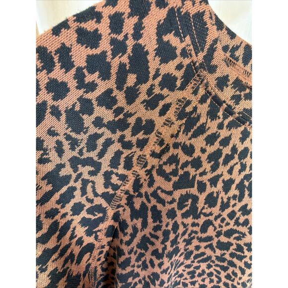 NWT New In Brown Black Cheetah Print Short Sleeve Knee Length Dress #1419 Size S - Picture 4 of 9